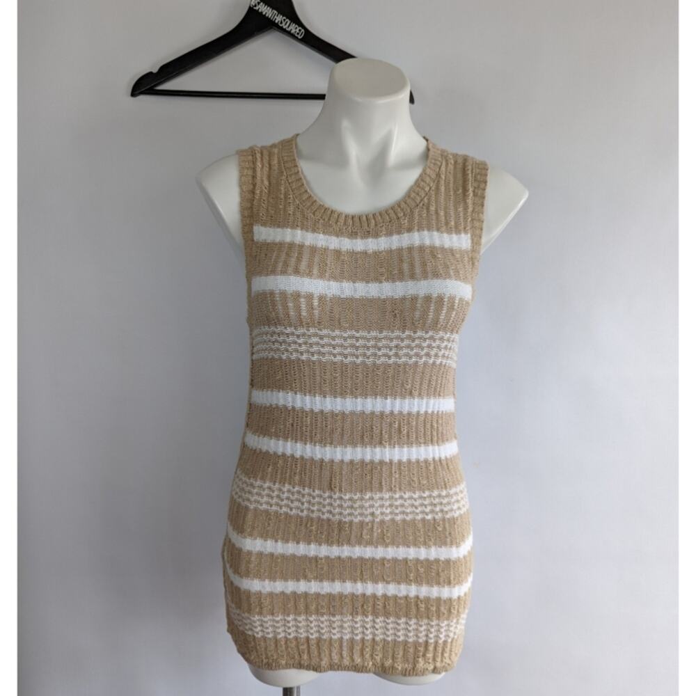 Lou and Grey for Loft Stripe Loose Knit Sleeveless Tunic Length Sweater small